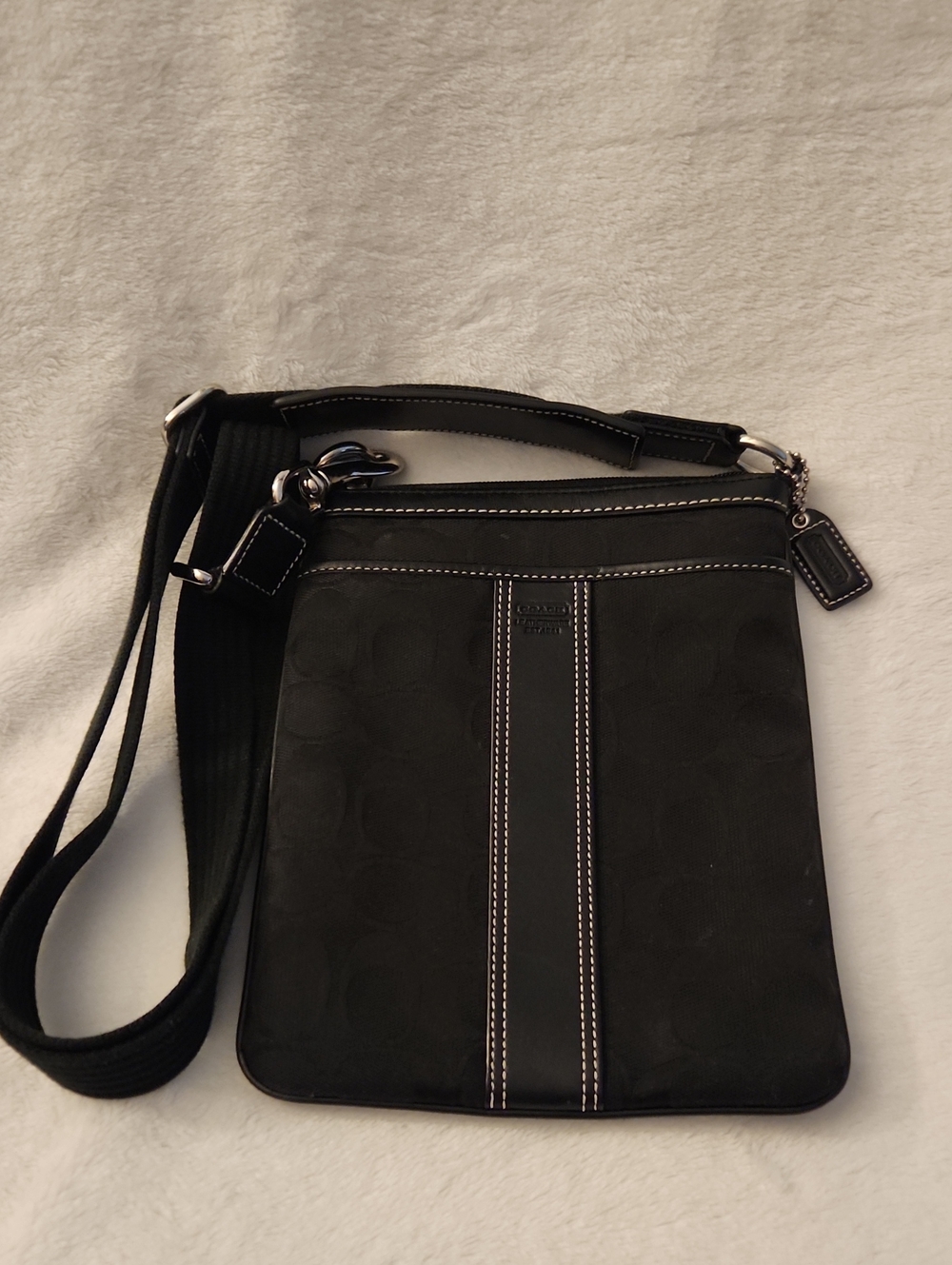 Coach Black Signature Crossbody Bag with Contrast Stitching
